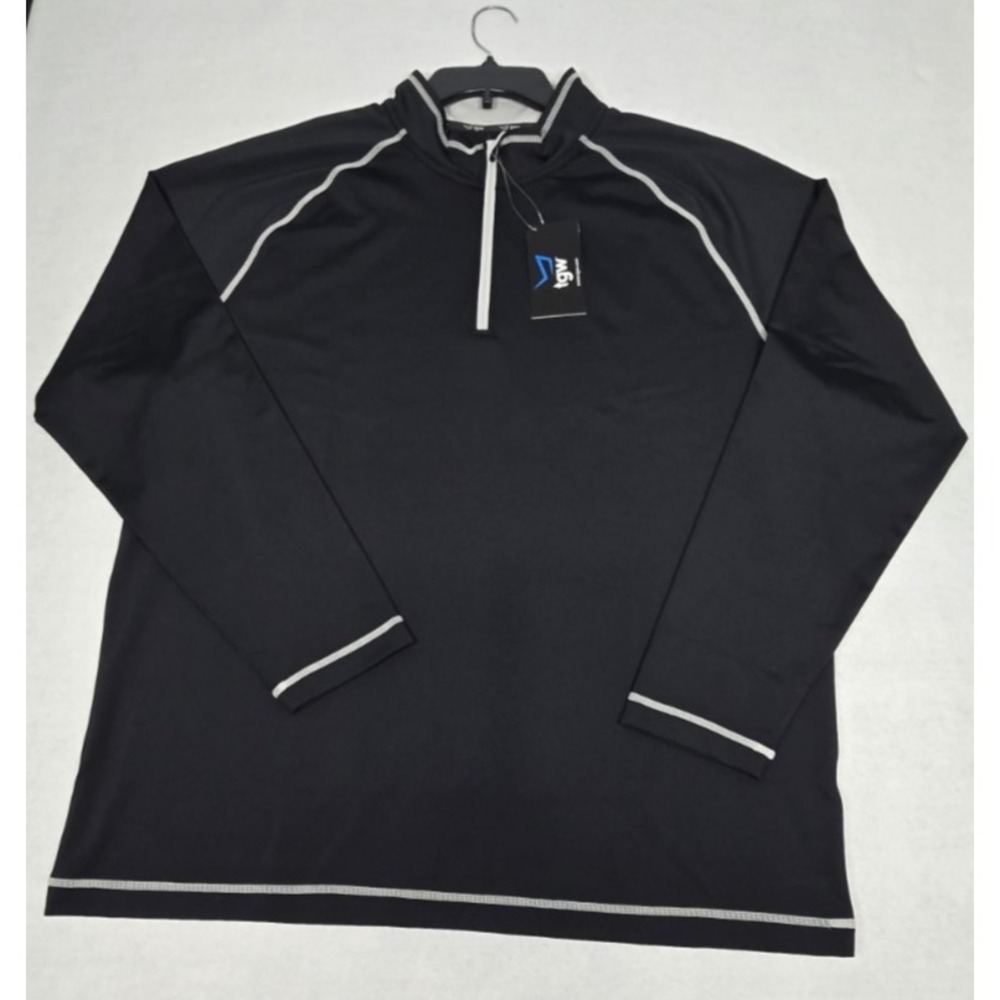 TGW Mens Large Black Quarter Zip Long Sleeve Golf Lightweight Pullover NEW w/tag